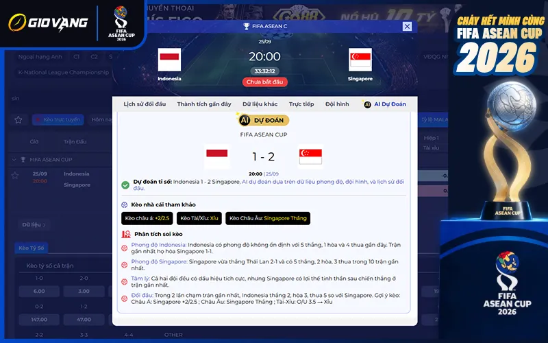 Dự đoán AI Indonesia vs Singapore 19h00 ngày 25/9/2026